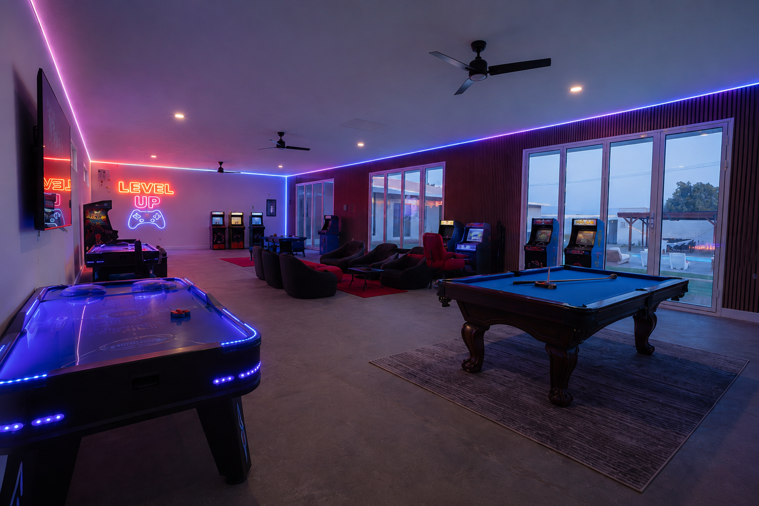 A private desert estate event pavilion open to the Mojave landscape — an ideal hackathon style offsite venue for innovation retreats near Palm Springs.
